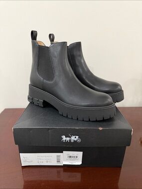 NEW Coach Black Platform Chelsea Boots